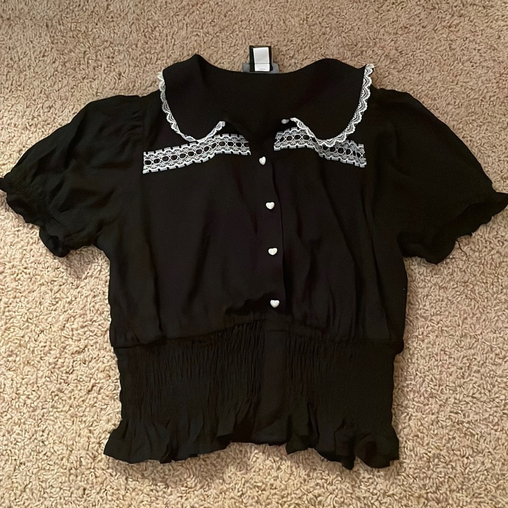 Black and white ruffle shirt